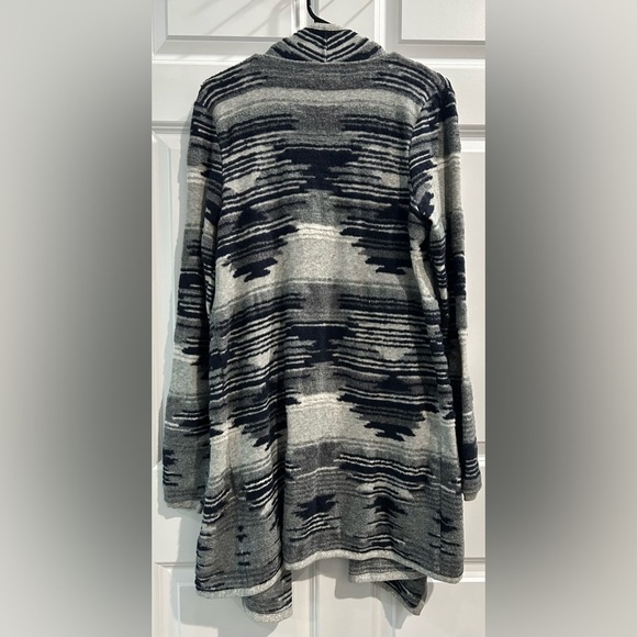 Lucky Brand Womens Aztec Drape Cardigan Sz L Textured Boho Southwestern Rancher - Picture 2 of 9